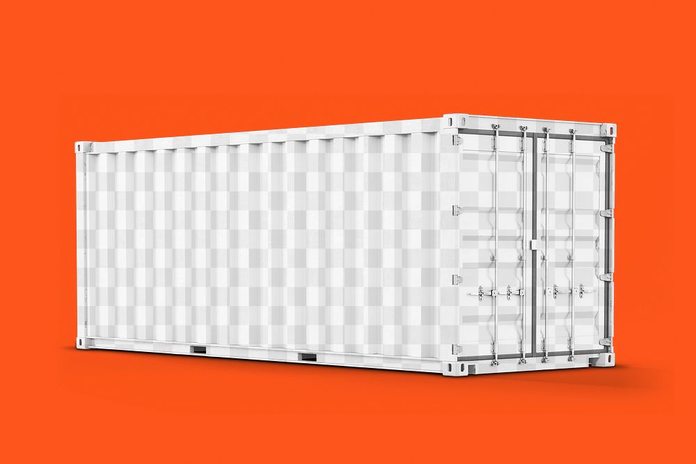 Shipping container png mockup, 3D cargo, transparent design
