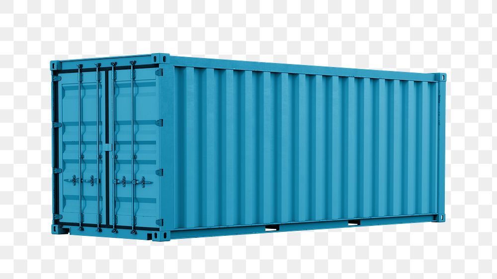 Teal shipping container png sticker, 3D cargo on transparent background