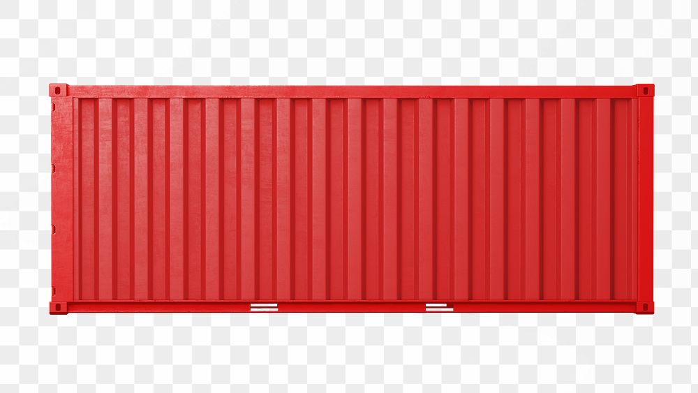 Red shipping container png sticker, 3D cargo on transparent background