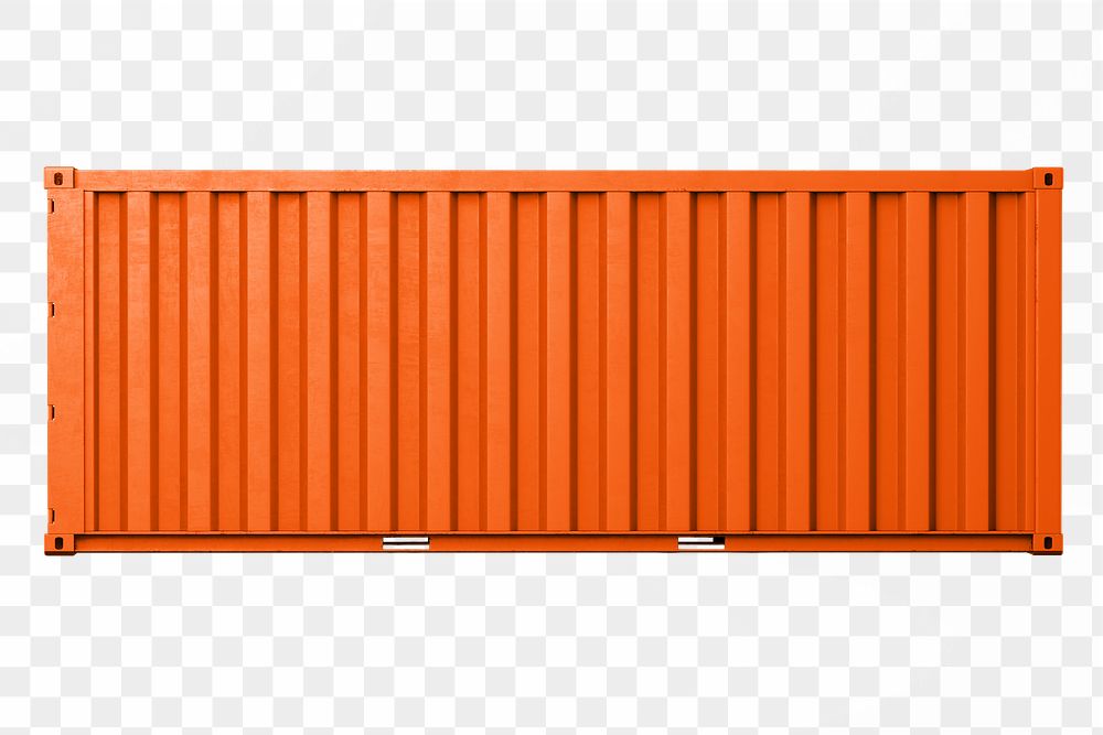 Orange shipping container png sticker, 3D cargo on transparent background