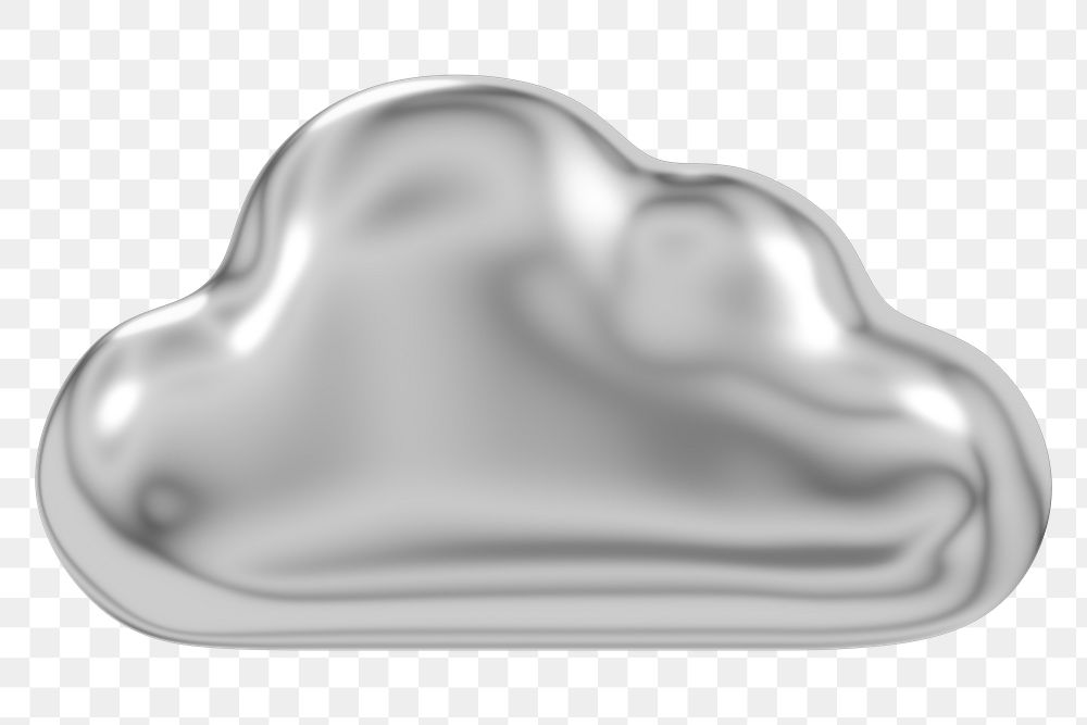 3D cloud png, metallic transparent background