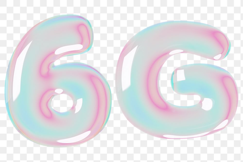 6G png 3D holographic icon, transparent background