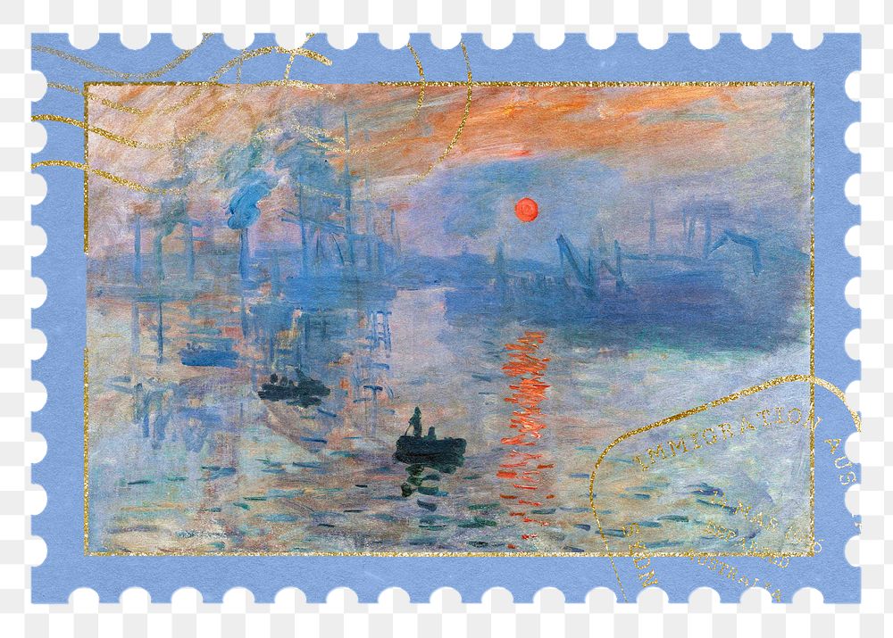 Claude Monet png postage stamp sticker, transparent background. Famous art remixed by rawpixel.