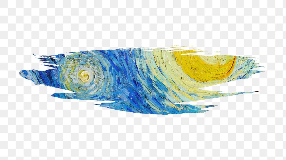Artwork brushstroke png Van Gogh's The Starry Night sticker, transparent background, remixed by rawpixel