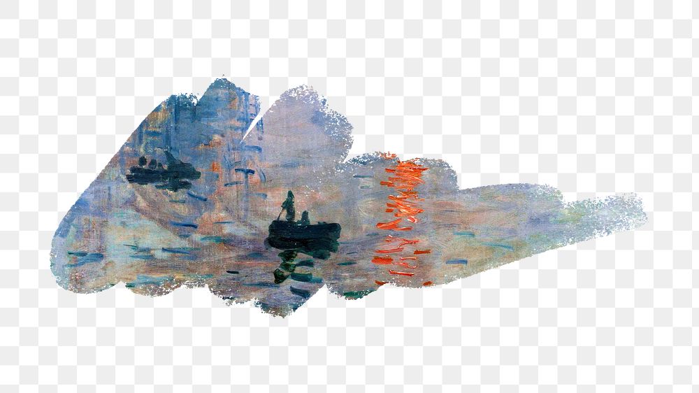Claude Monet's Impression png brush stroke sticker, transparent background. Famous art remixed by rawpixel.