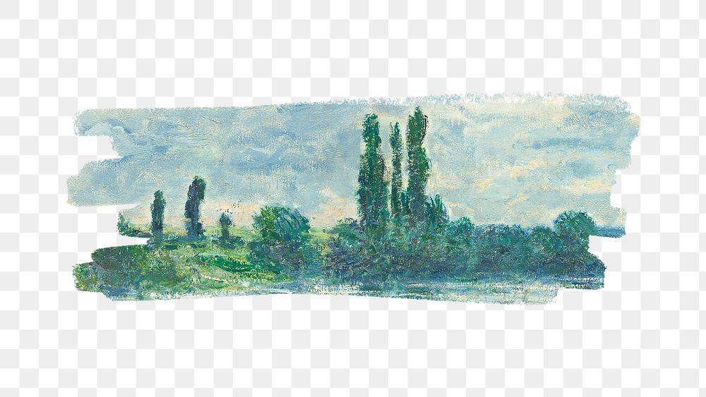 Monet's V&eacute;theuil png brush stroke sticker, transparent background. Famous art remixed by rawpixel.