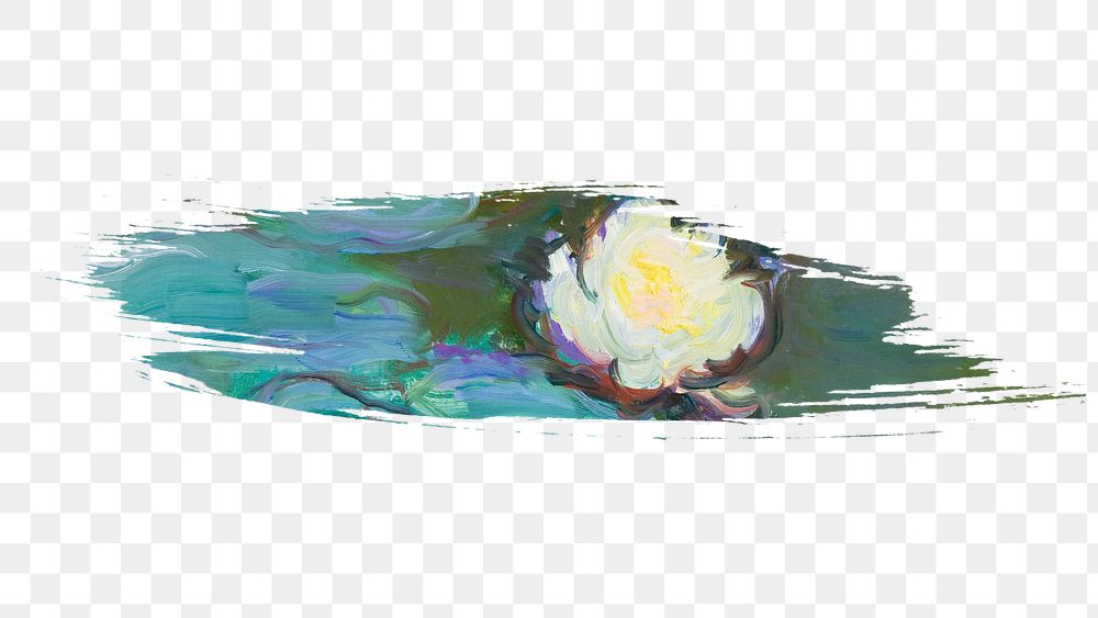 Monet's water lilies png brush stroke sticker, transparent background. Famous art remixed by rawpixel.