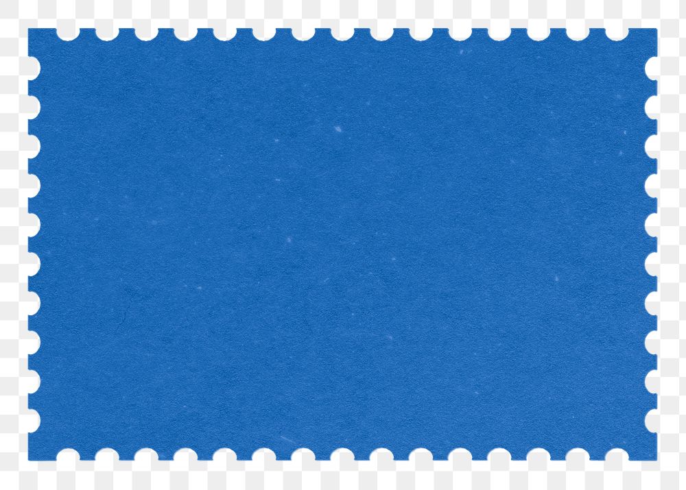 Blue postage stamp png paper sticker, transparent background