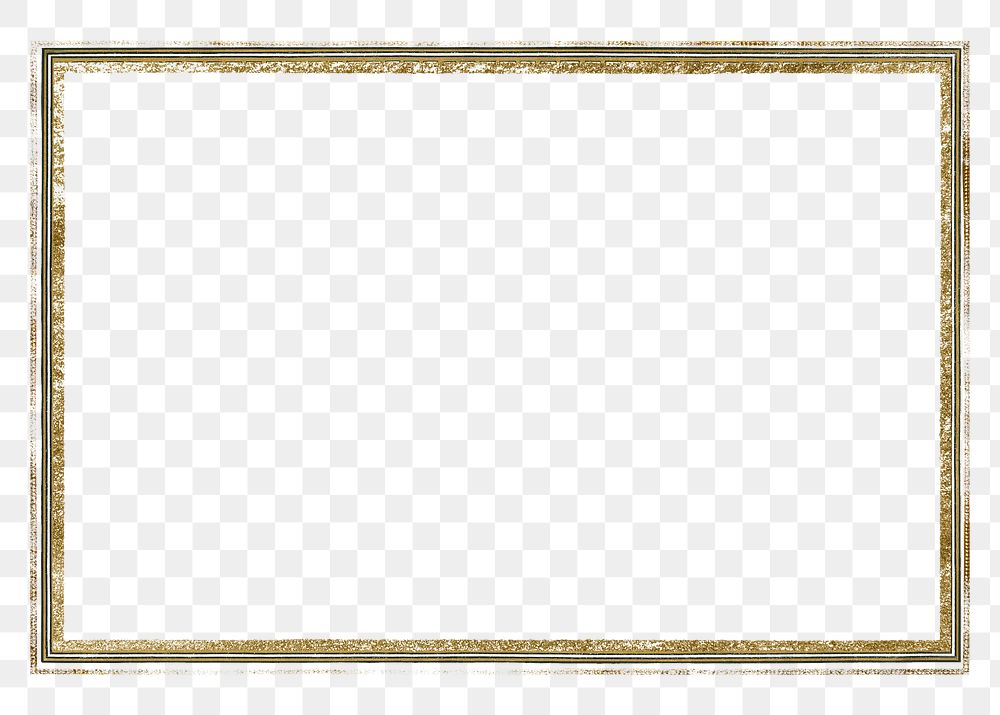 Gold rectangle frame png, transparent background