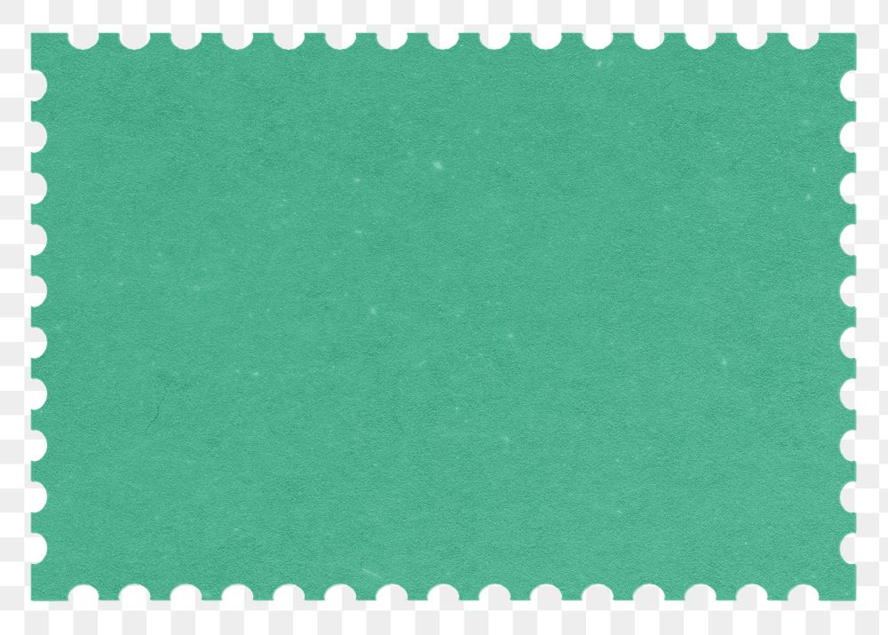 Green postage stamp png paper sticker, transparent background