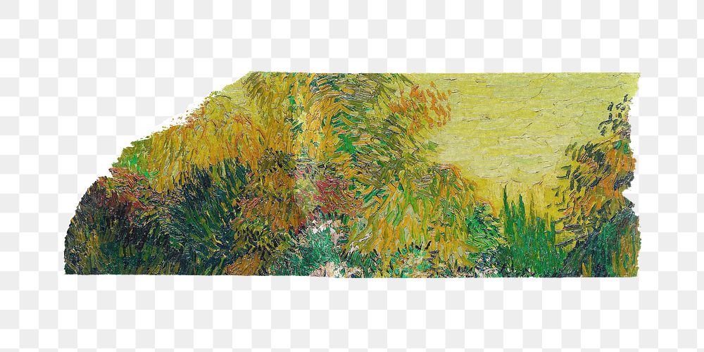 Artwork washi tape png Van Gogh's The Poet's Garden sticker, transparent background, remixed by rawpixel