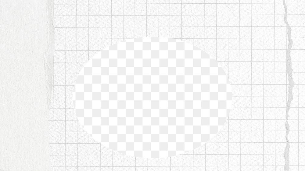 Oval frame png off-white grid paper, transparent background
