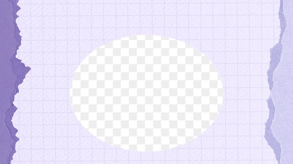 Oval frame png purple grid paper, transparent background