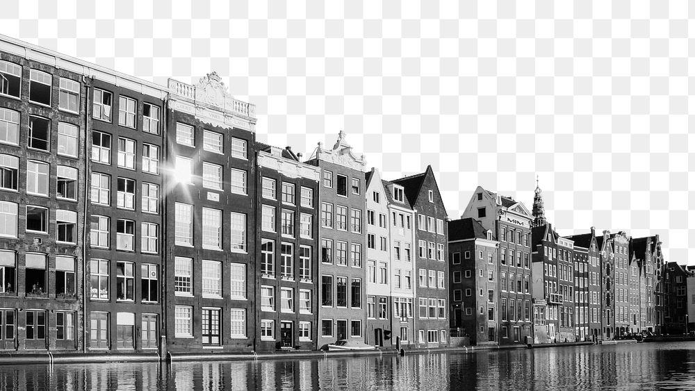 Amsterdam architecture png border, transparent background
