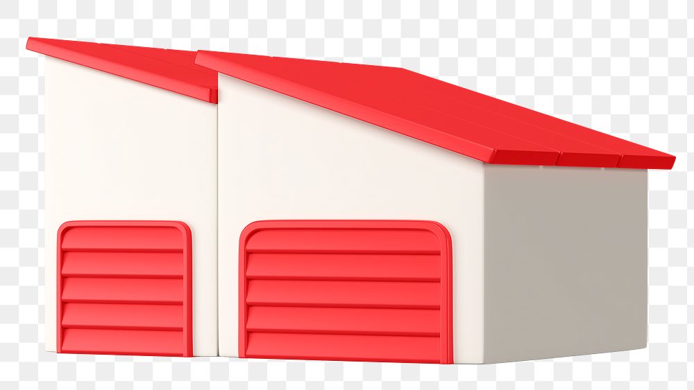 PNG 3D red factory building, element illustration, transparent background