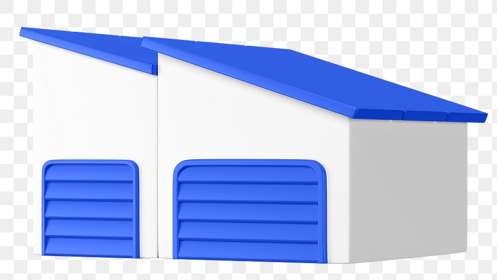 PNG 3D blue factory building, element illustration, transparent background