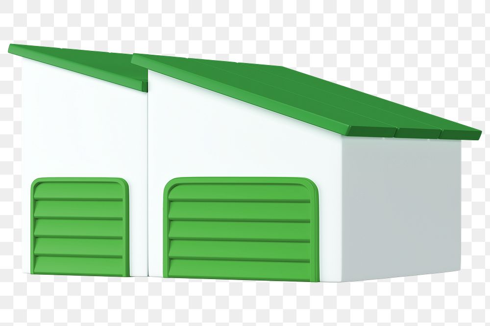 PNG 3D green factory building, element illustration, transparent background