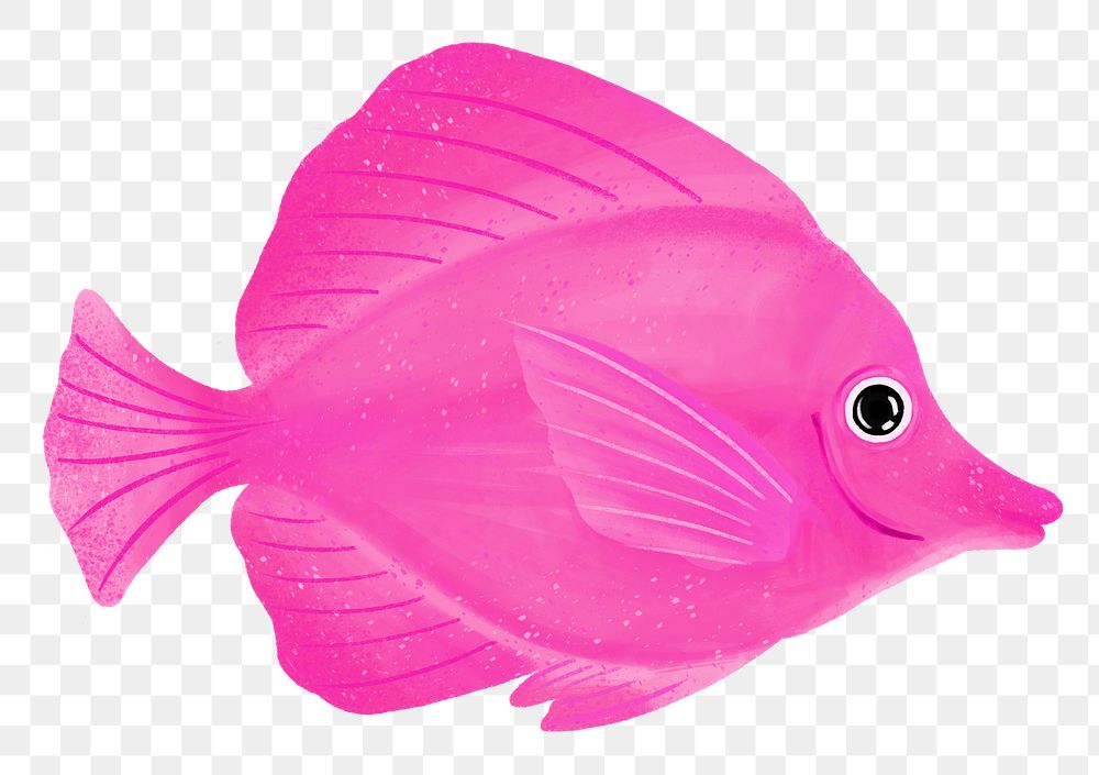 Pink fish png sticker, animal illustration, transparent background