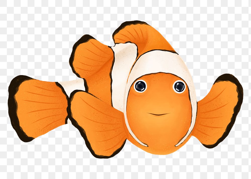 Cute clownfish png sticker, animal illustration, transparent background