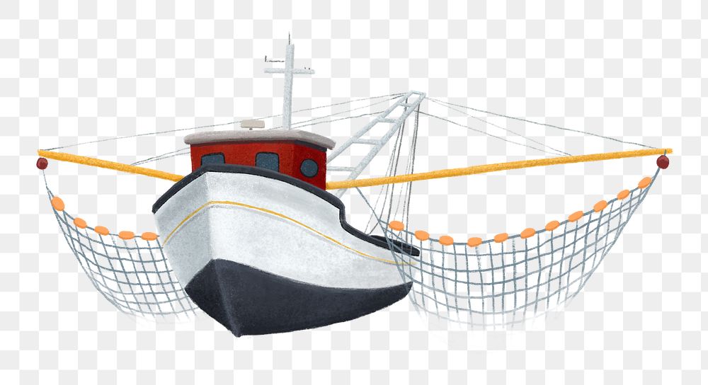 Fishing boat png sticker illustration, transparent background