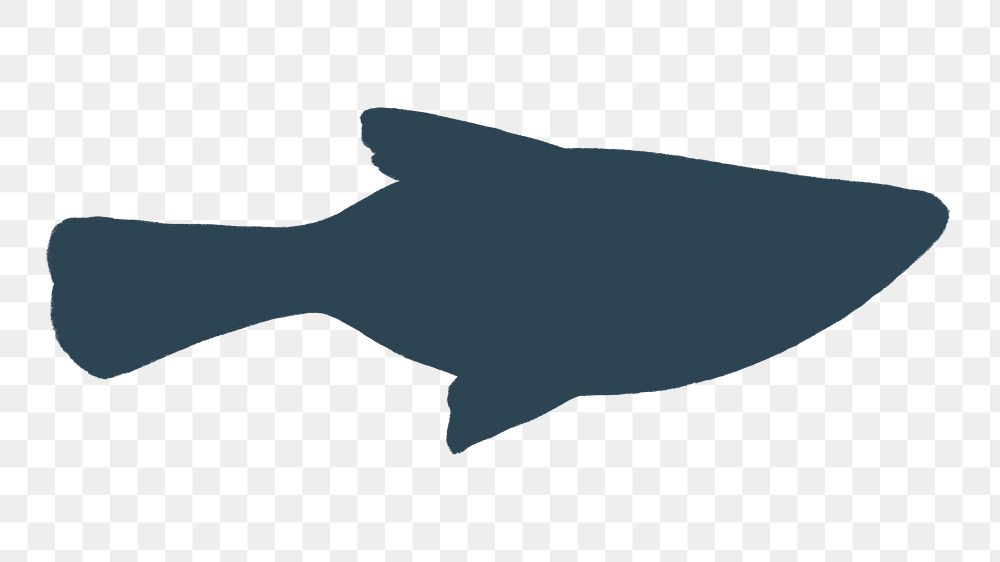 Black fish silhouette png sticker, animal illustration, transparent background