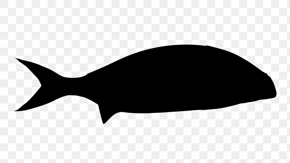 Fish silhouette png sticker, animal illustration, transparent background