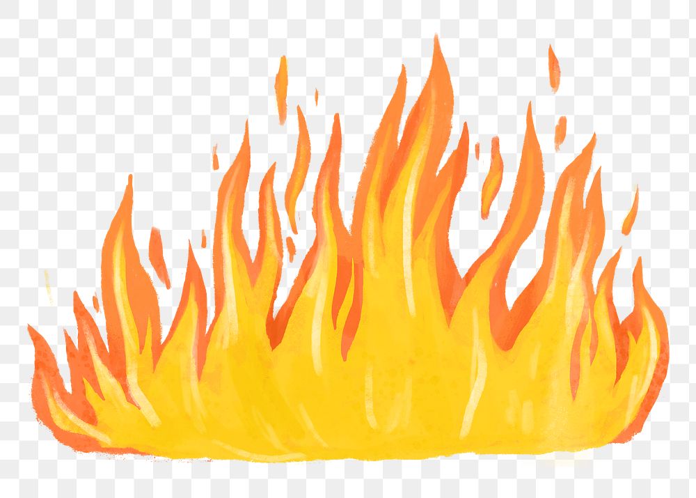 Fire flames png sticker illustration, transparent background