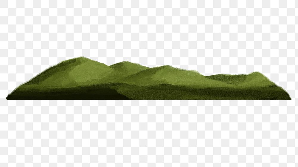 Green hills border png sticker, transparent background