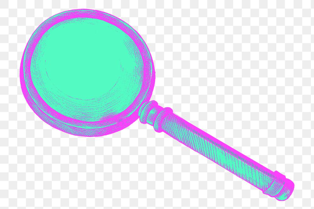 Magnifying glass png green & pink, transparent background
