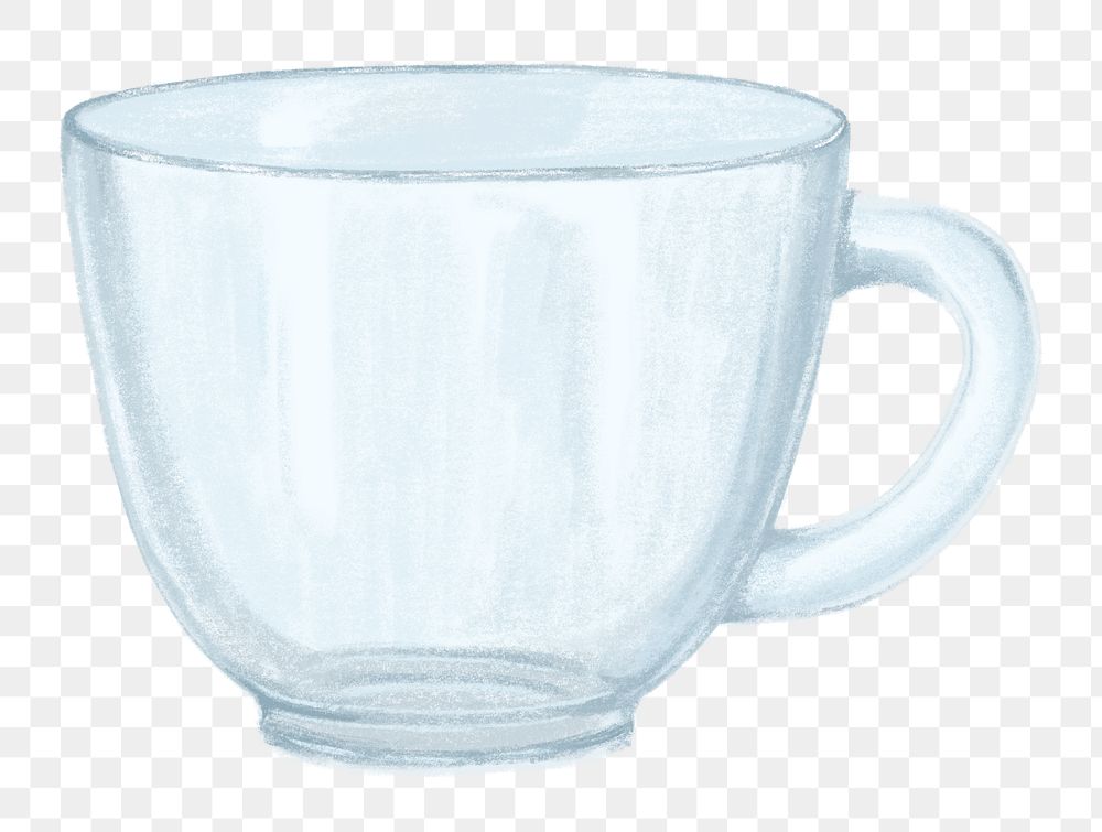 Glass tea cup png sticker, transparent background