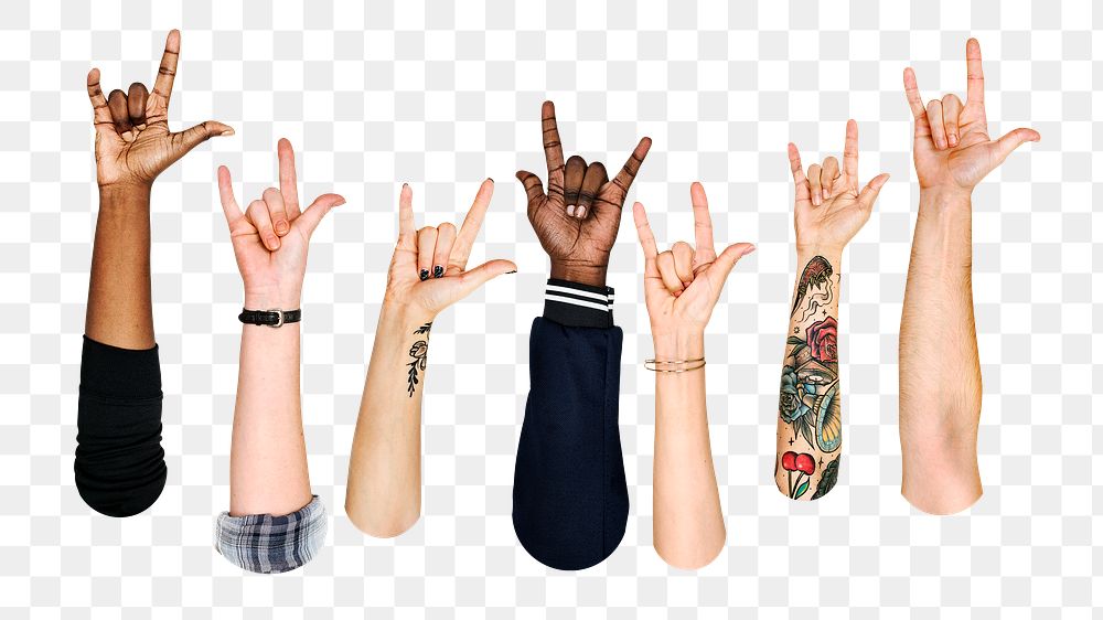 ILY hand sign png, transparent background