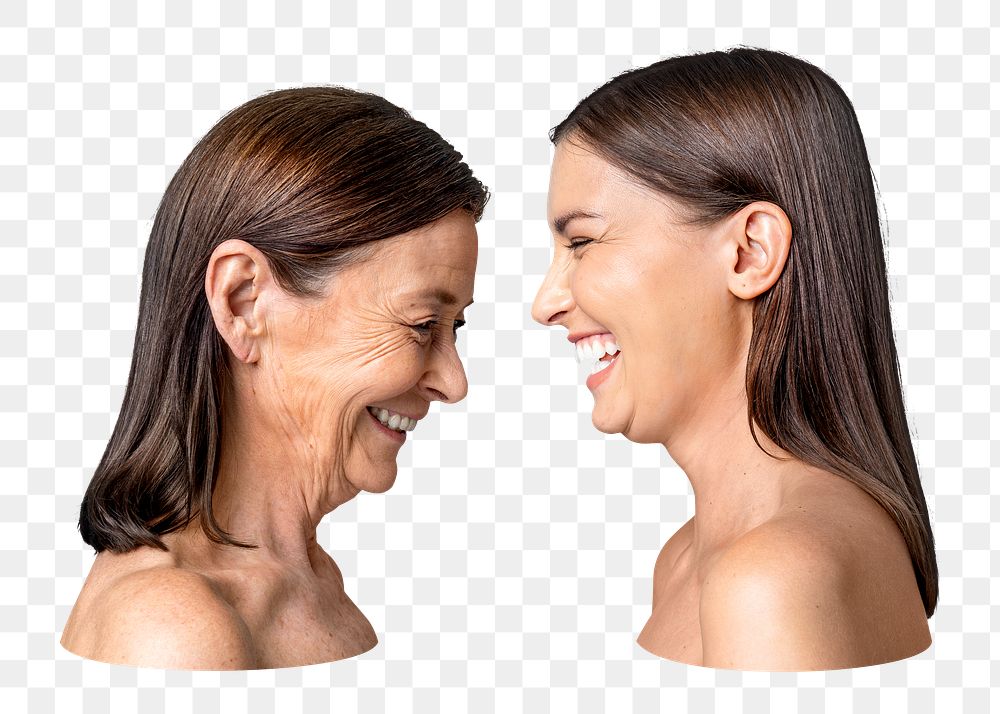 Png mother and daughter laughing, transparent background