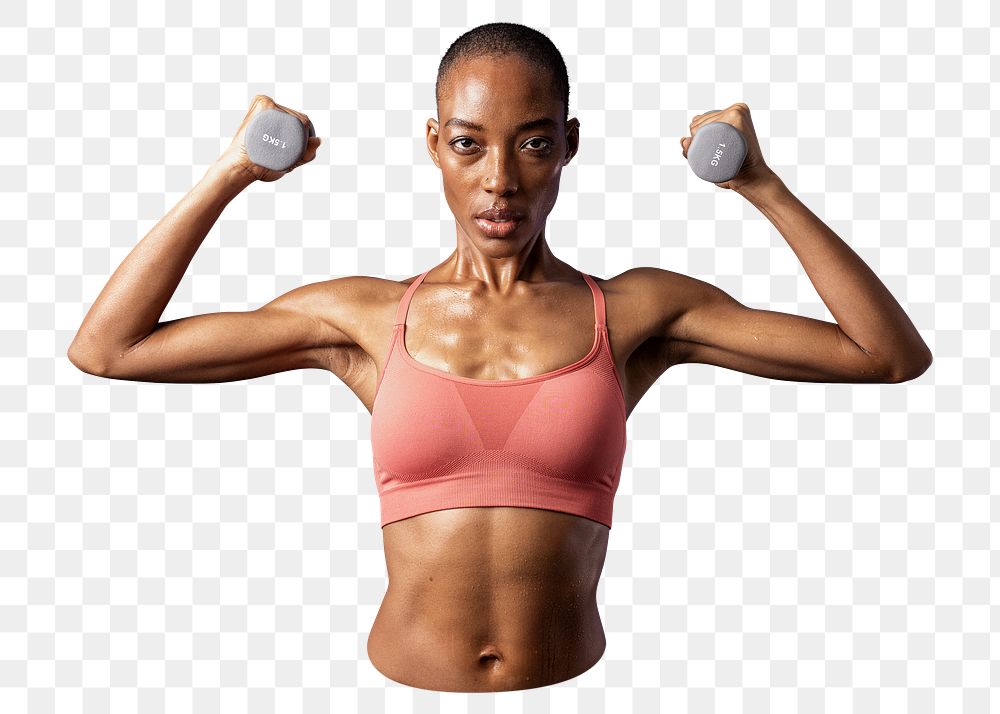Weight training png woman sticker, transparent background