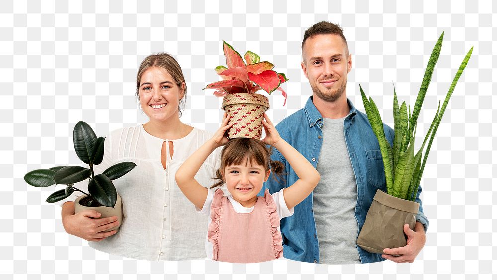 Plant lover family png sticker, botanical, transparent background