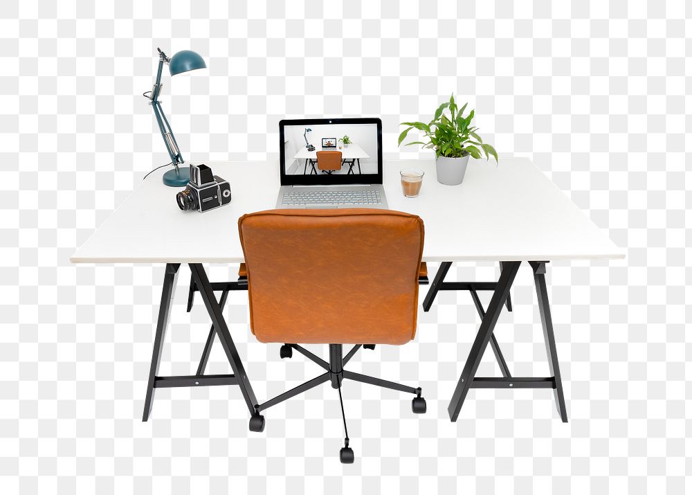 Modern workspace png, transparent background