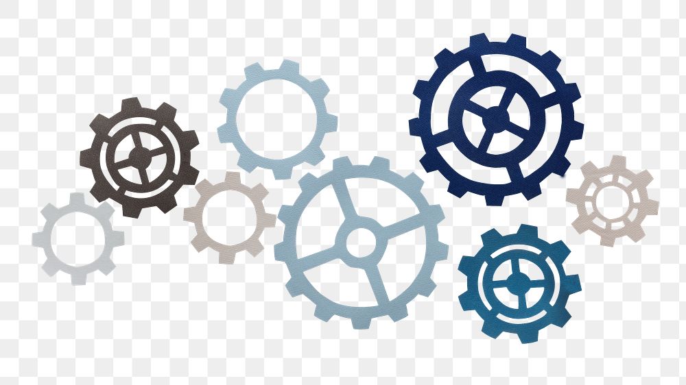 Blue cogwheel png, transparent background