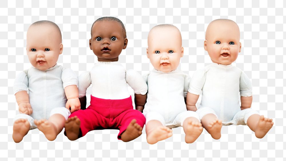 Diverse baby dolls png, transparent background
