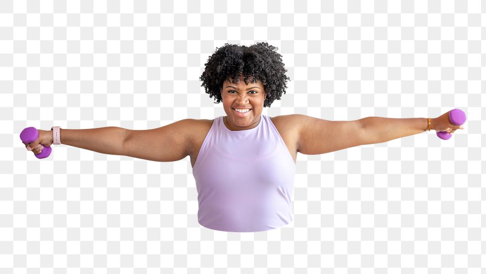 Png black woman exercising sticker, transparent background