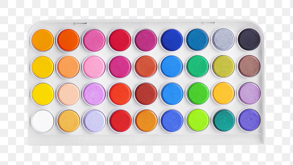 Watercolor paint palette png, transparent background