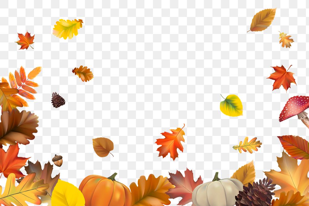 Autumn png border, transparent background