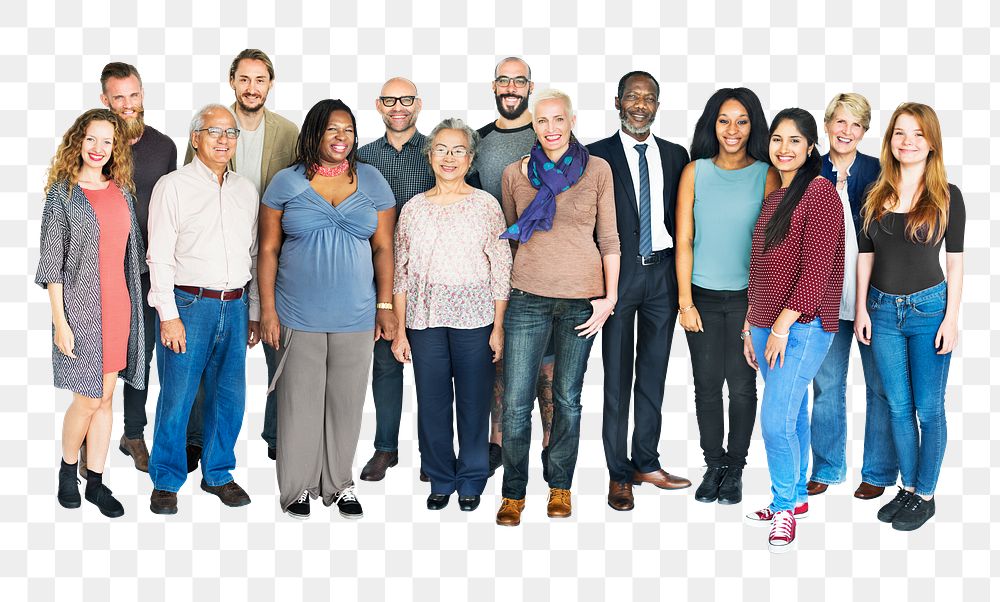 Png Group of diverse casual people, transparent background