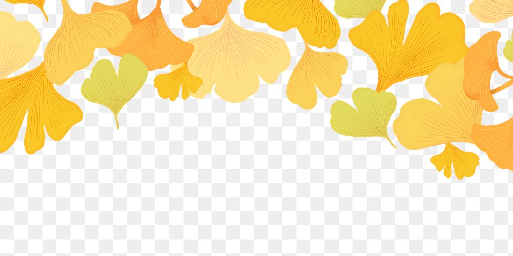 Yellow leaf png border, transparent background