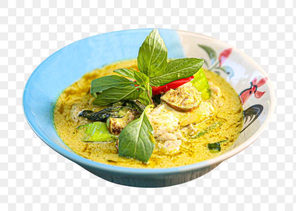 PNG Thai green curry in bowl, collage element, transparent background