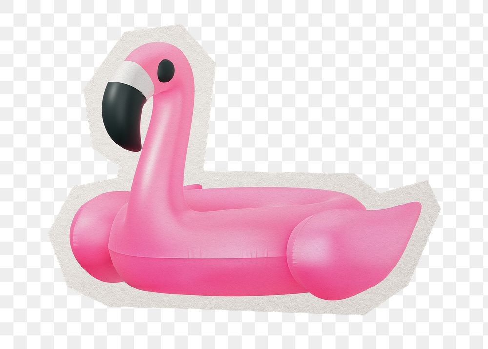 PNG flamingo balloon sticker with white border, transparent background