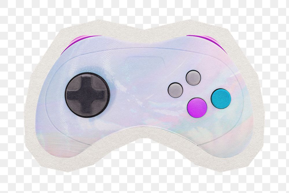 PNG game controller sticker with white border, transparent background