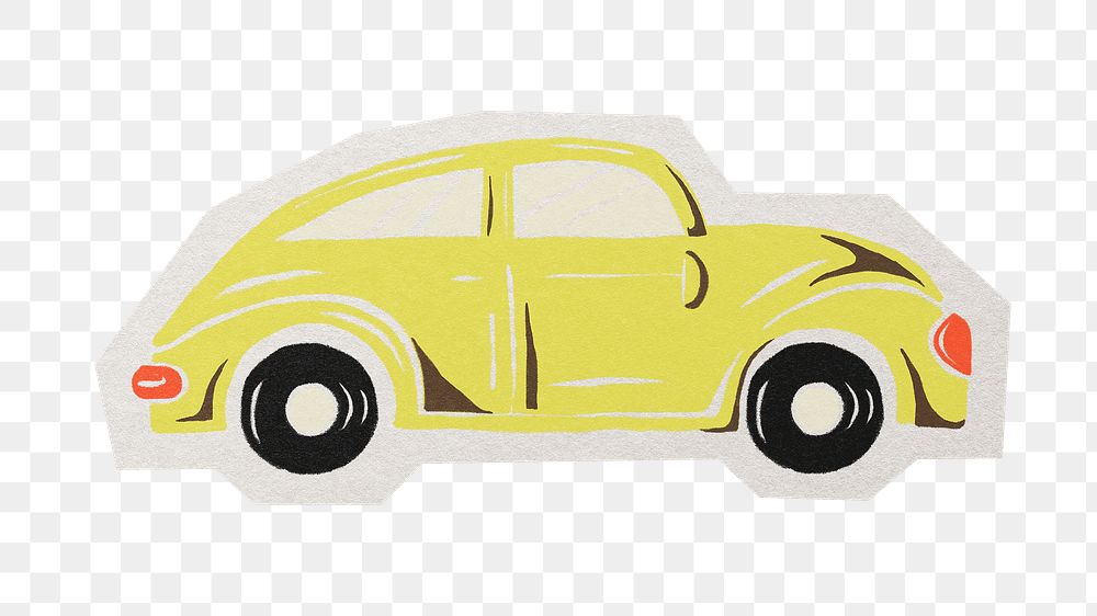 Retro car png sticker, paper cut on transparent background
