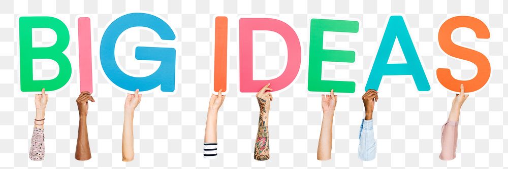 Big ideas word png element, transparent background