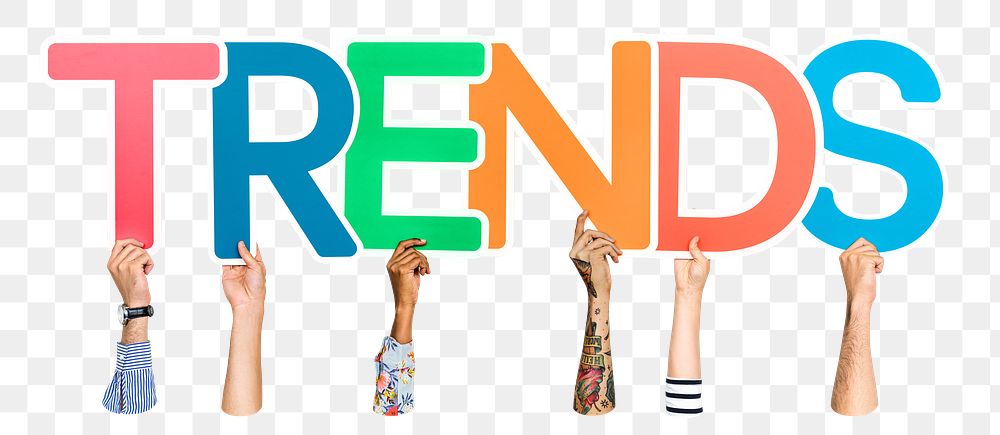 Trends word png element, transparent background