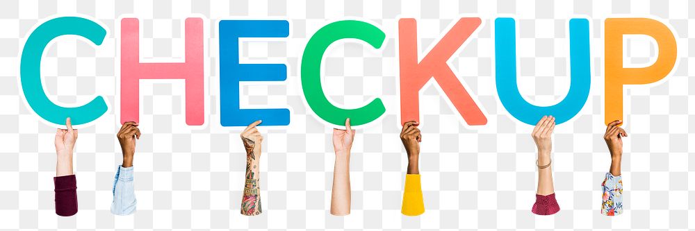 Checkup word png element, transparent background