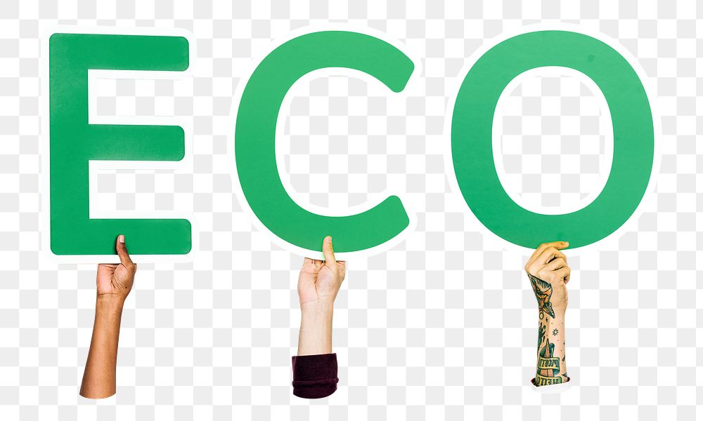 Eco word png element, transparent background